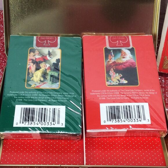 Vtg Coca-Cola Santa Claus Playing Cards in Tins Sealed Decks Nostalgia Christmas - Picture 6 of 12